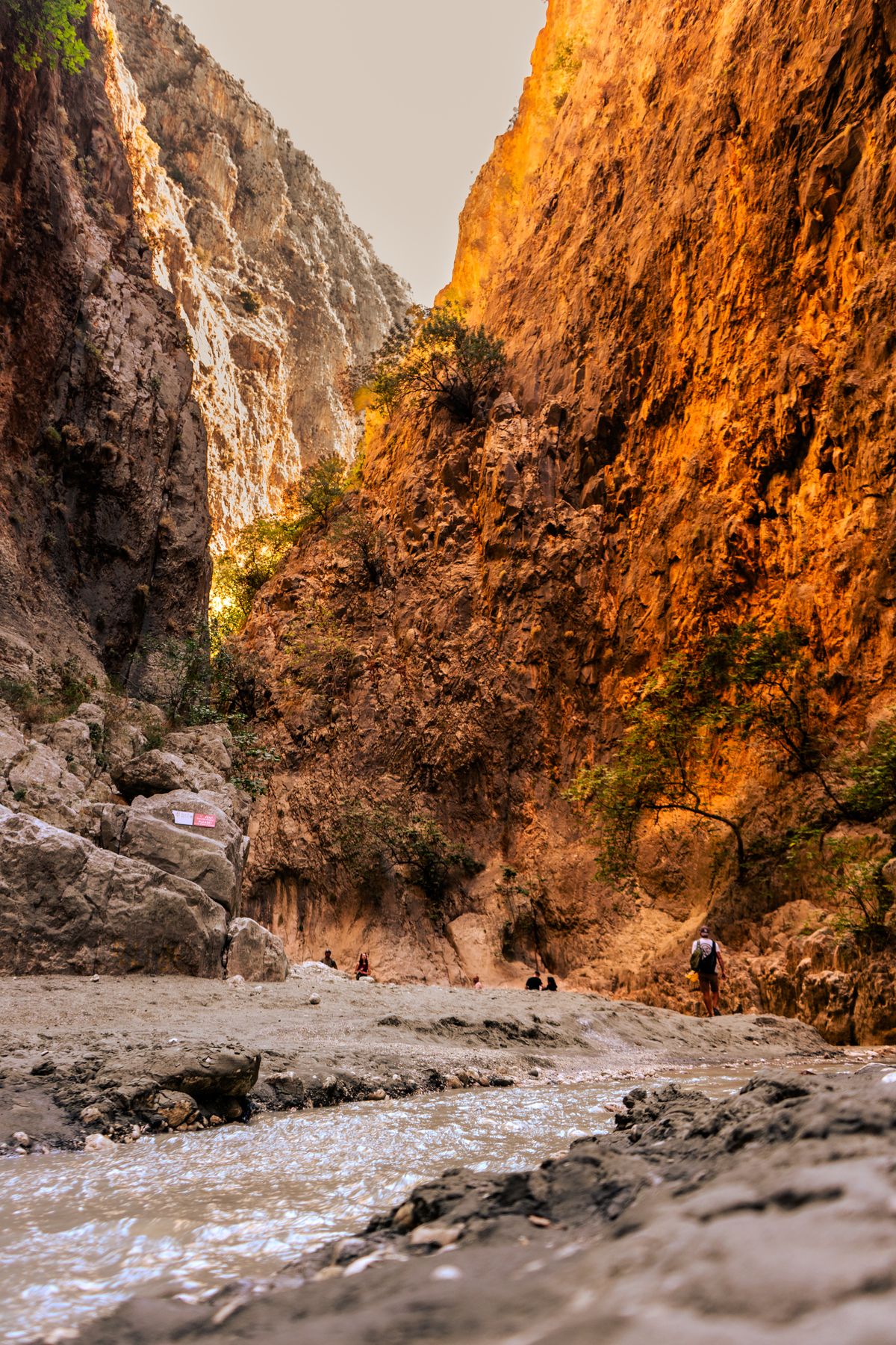 Narrow gorge walls at Saklıkent with river running through